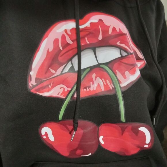 Black Graphic Art Hoodie with Kangaroo Pouch & Drawstring Hood - Picture 3 of 7